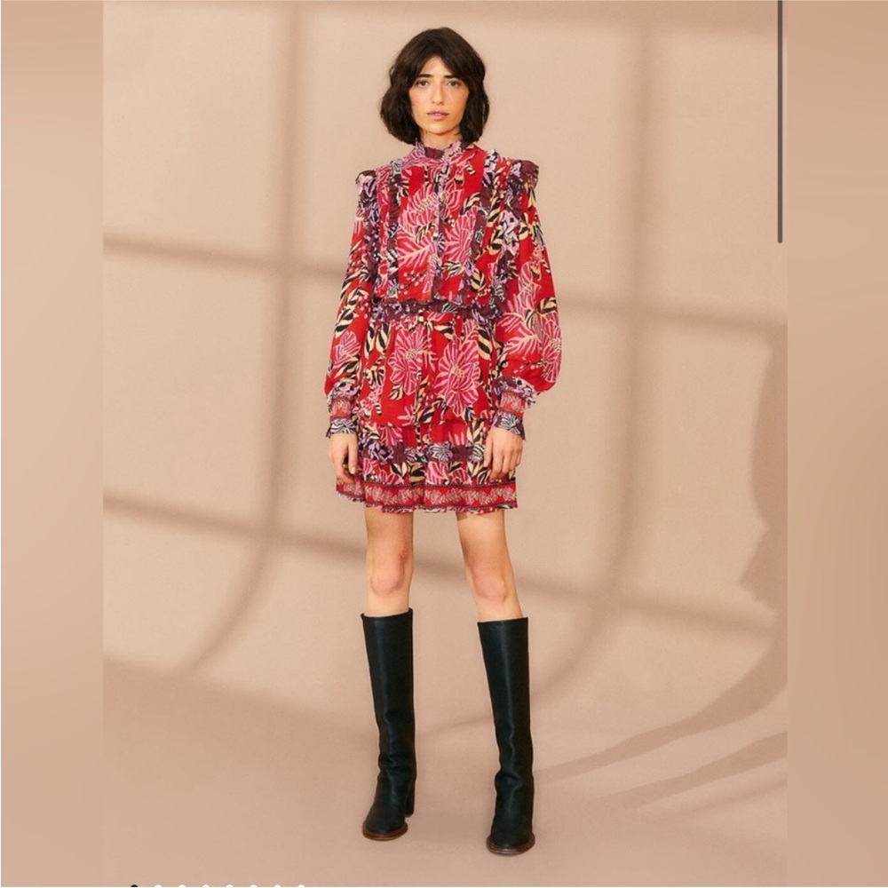 Farm Rio Mixed Floral Ruffle Mini Dress